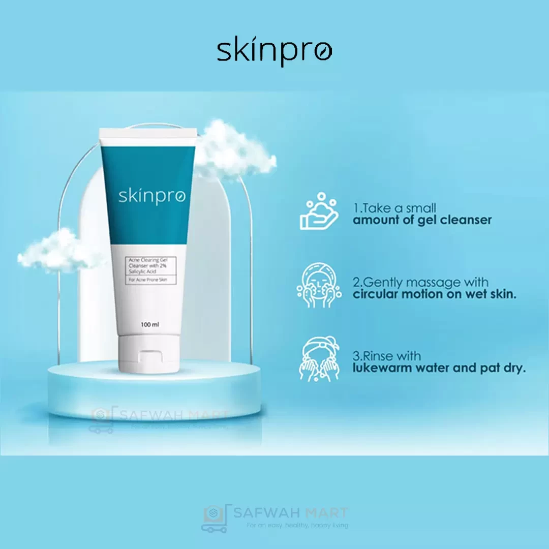 Skinpro acne clearing gel cleanser with 2% salicylic acid