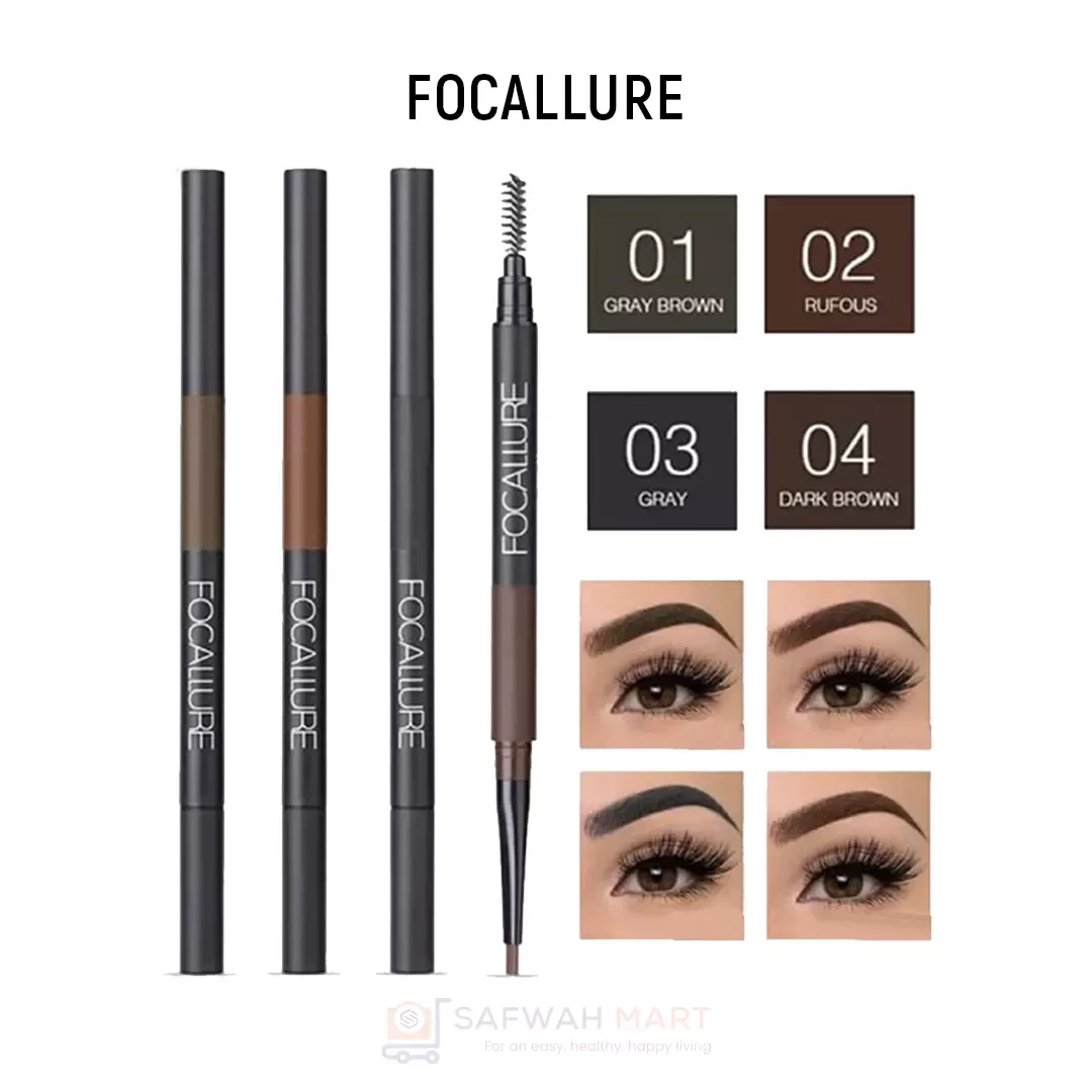 Focallure Waterproof 3 In 1 Auto Eyebrow Pencil -3(Gray)