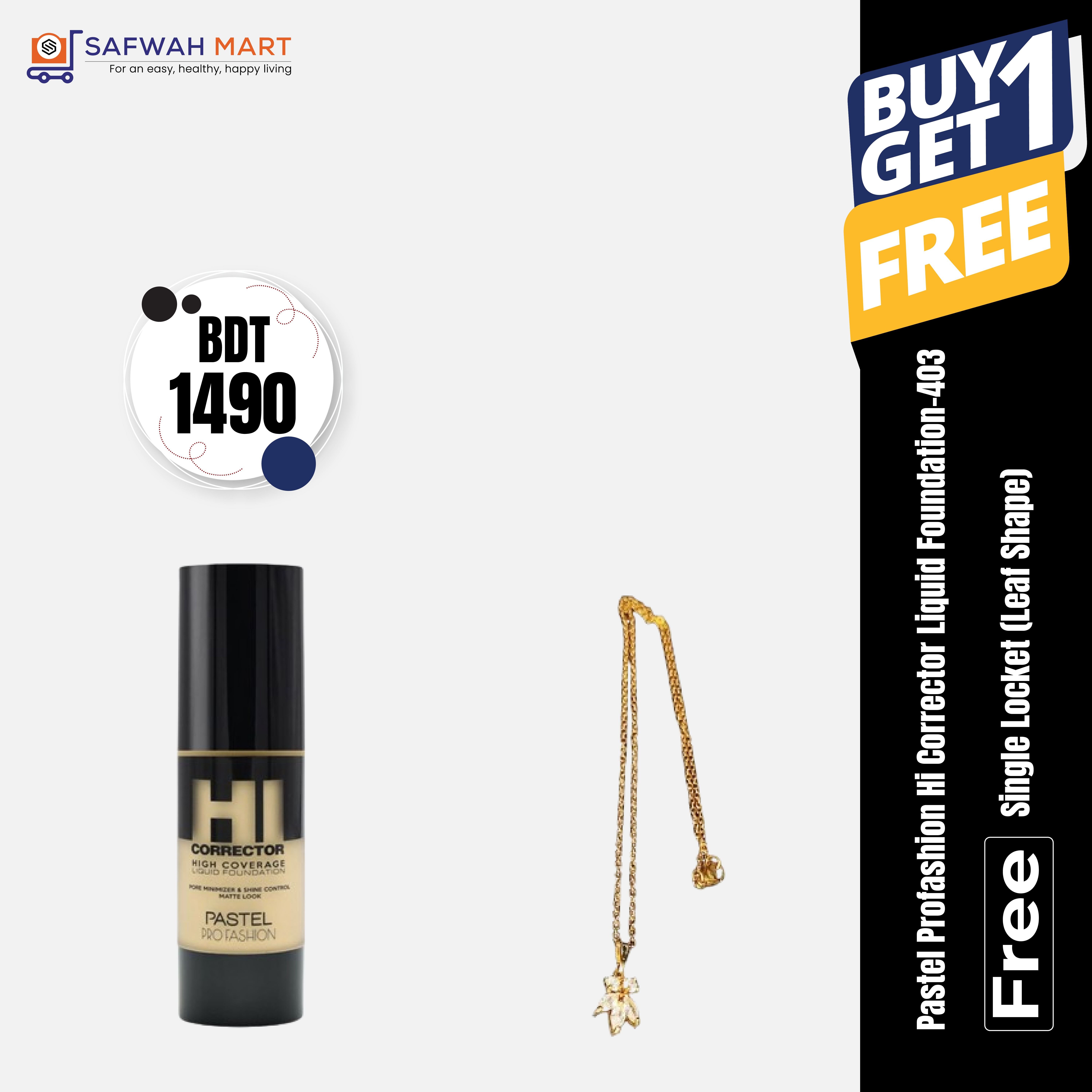 pastel-profashion-hi-corrector-liquid-foundation-403-get-free-single-locket-leaf-shape-