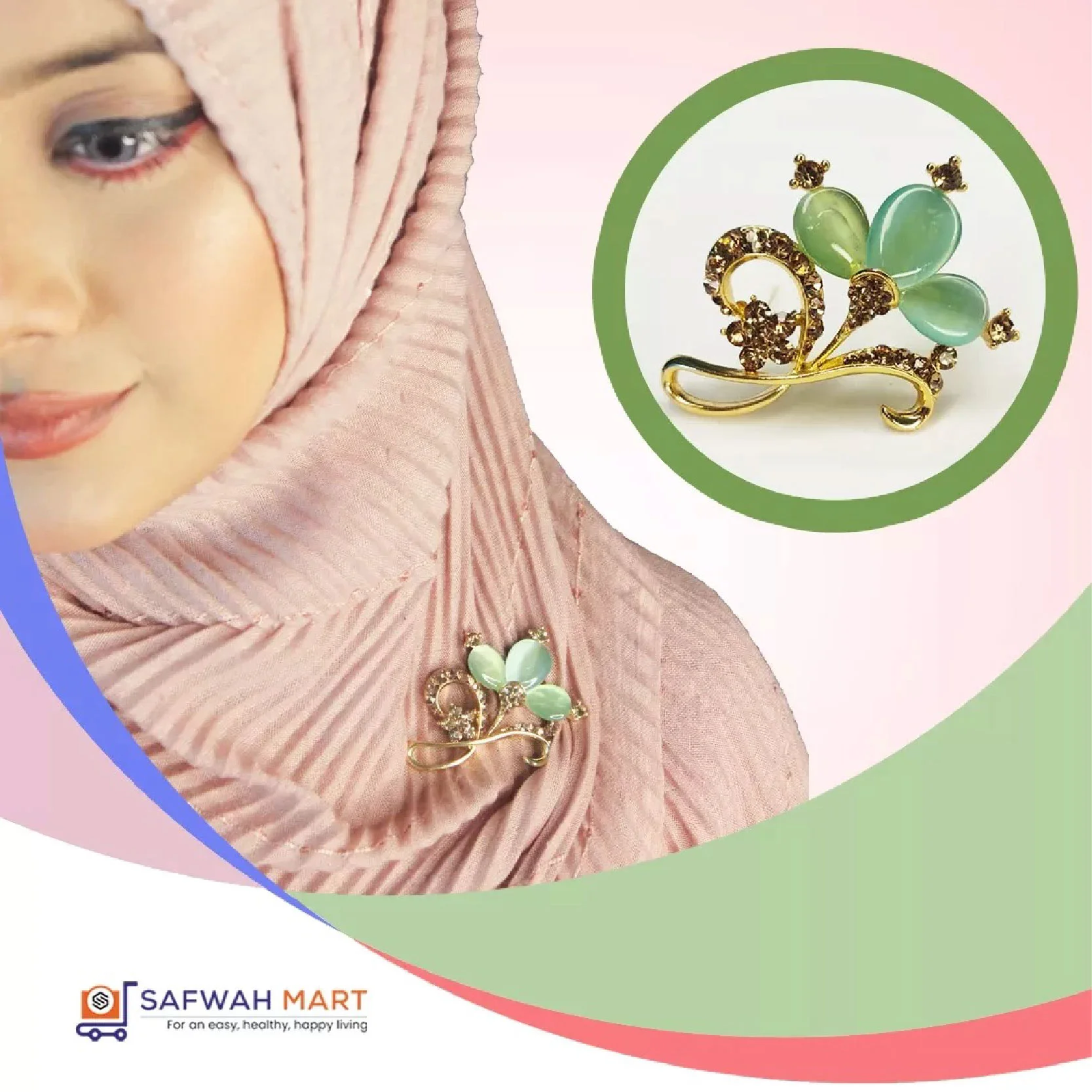 Golden 3 Petal Brooch (Pastel)