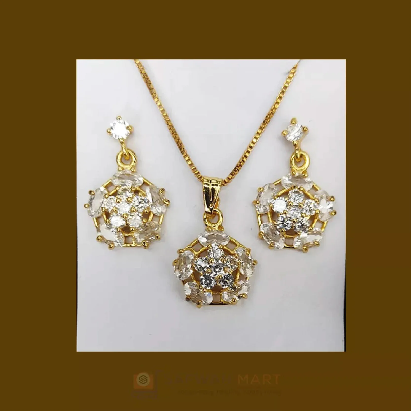 Necklace & Earring Set Diamond Cut Flower