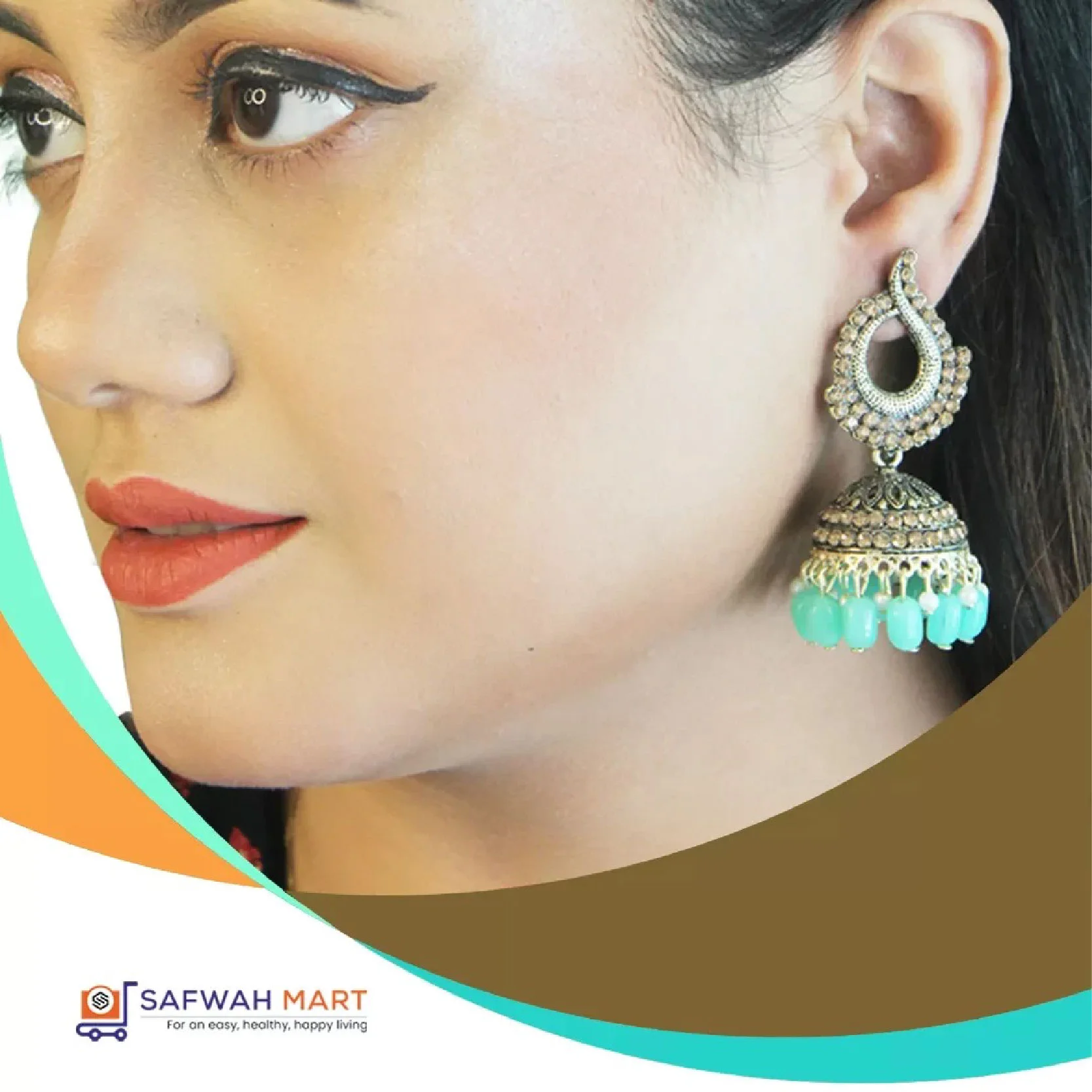 Earring ( Round Kolki Mint)