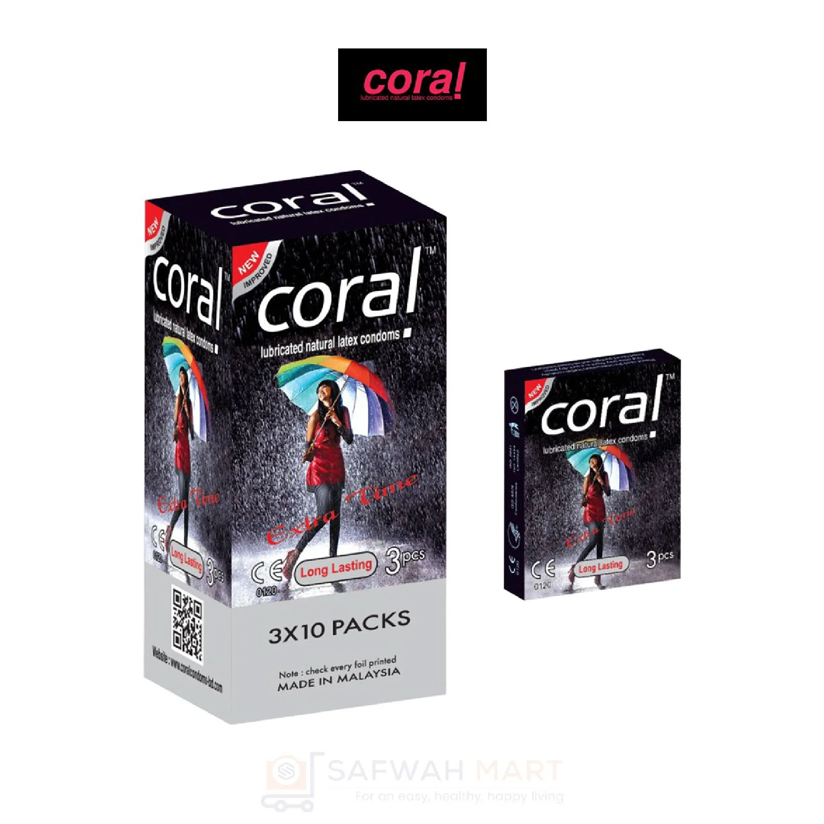 Coral Condom Long Lasting Extra Time(Black)single pkt