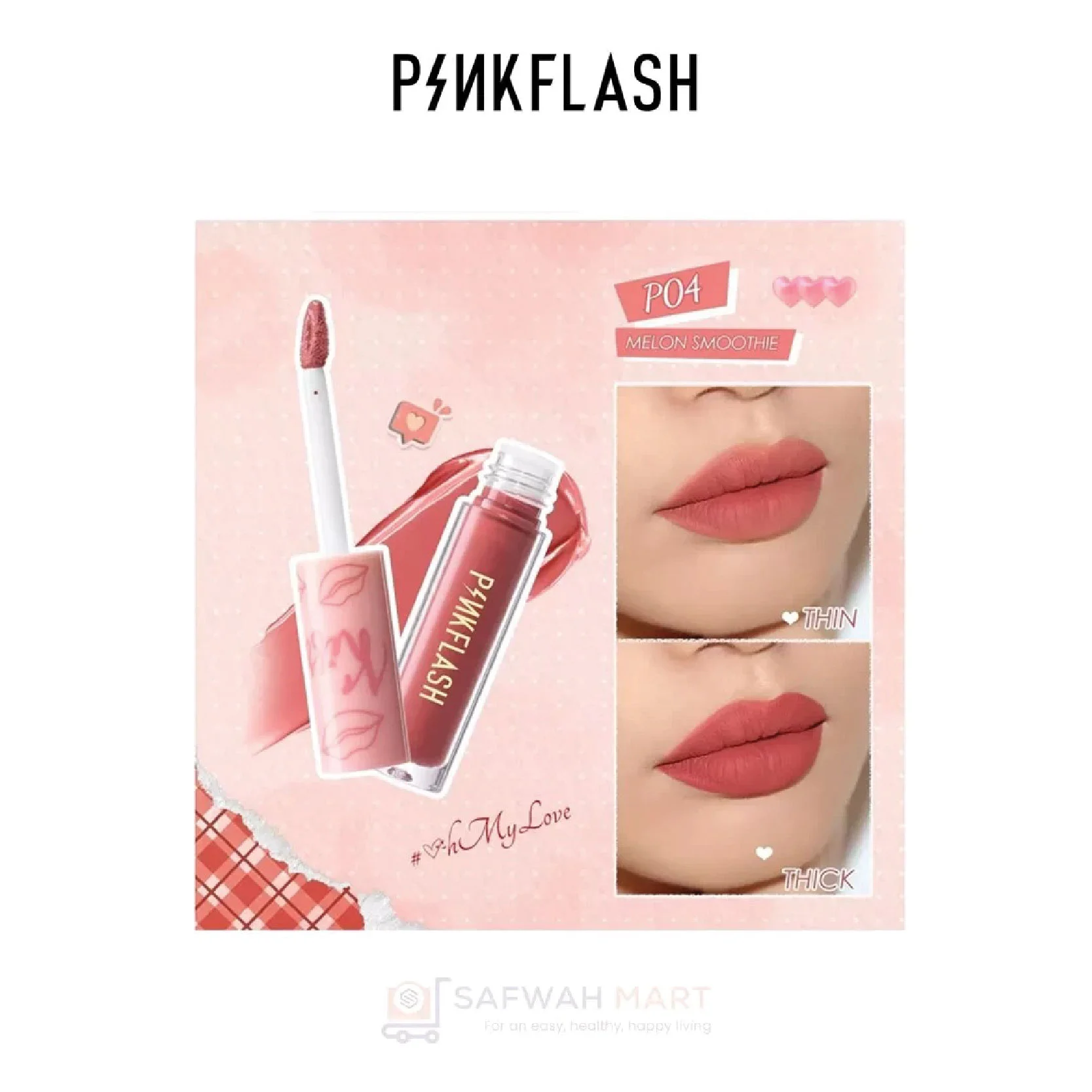 L01 –Pink Flash Melting Matte Waterproof Lipstick (P04)