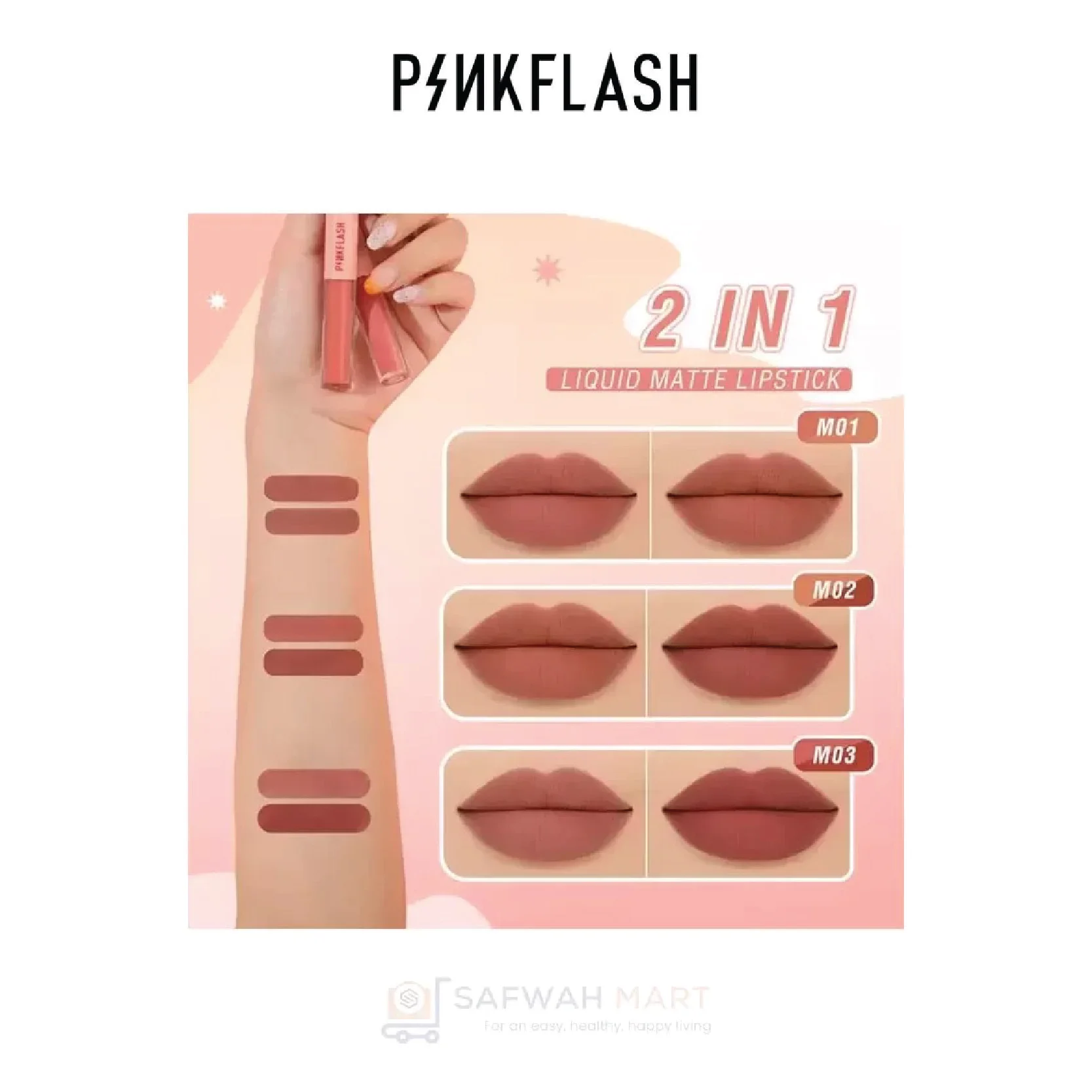 L13 –Pink Flash Duo Liquid Lipstick(M01)