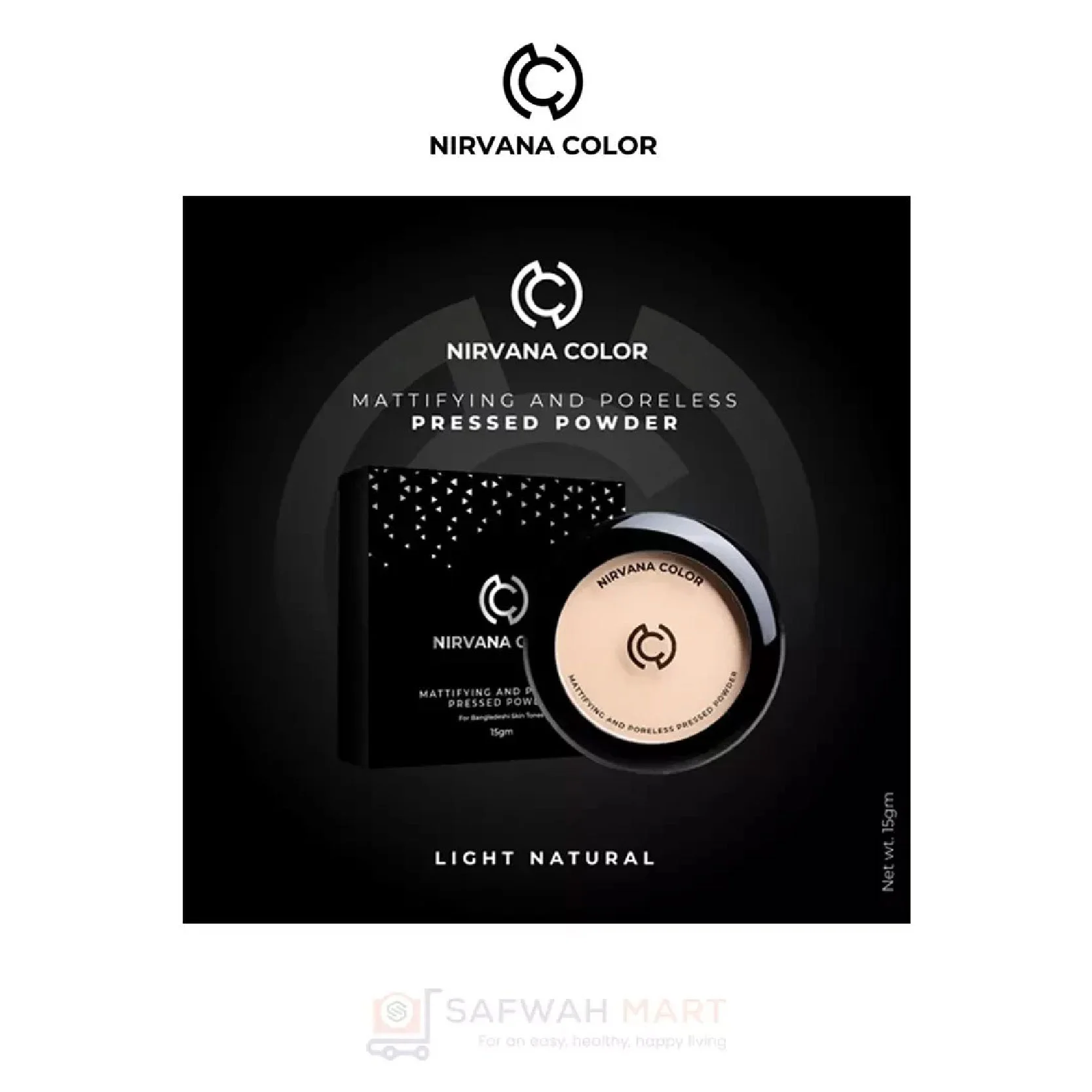 Nirvana Color Mattifying And Poreless Pressed Powder (Light Natural)