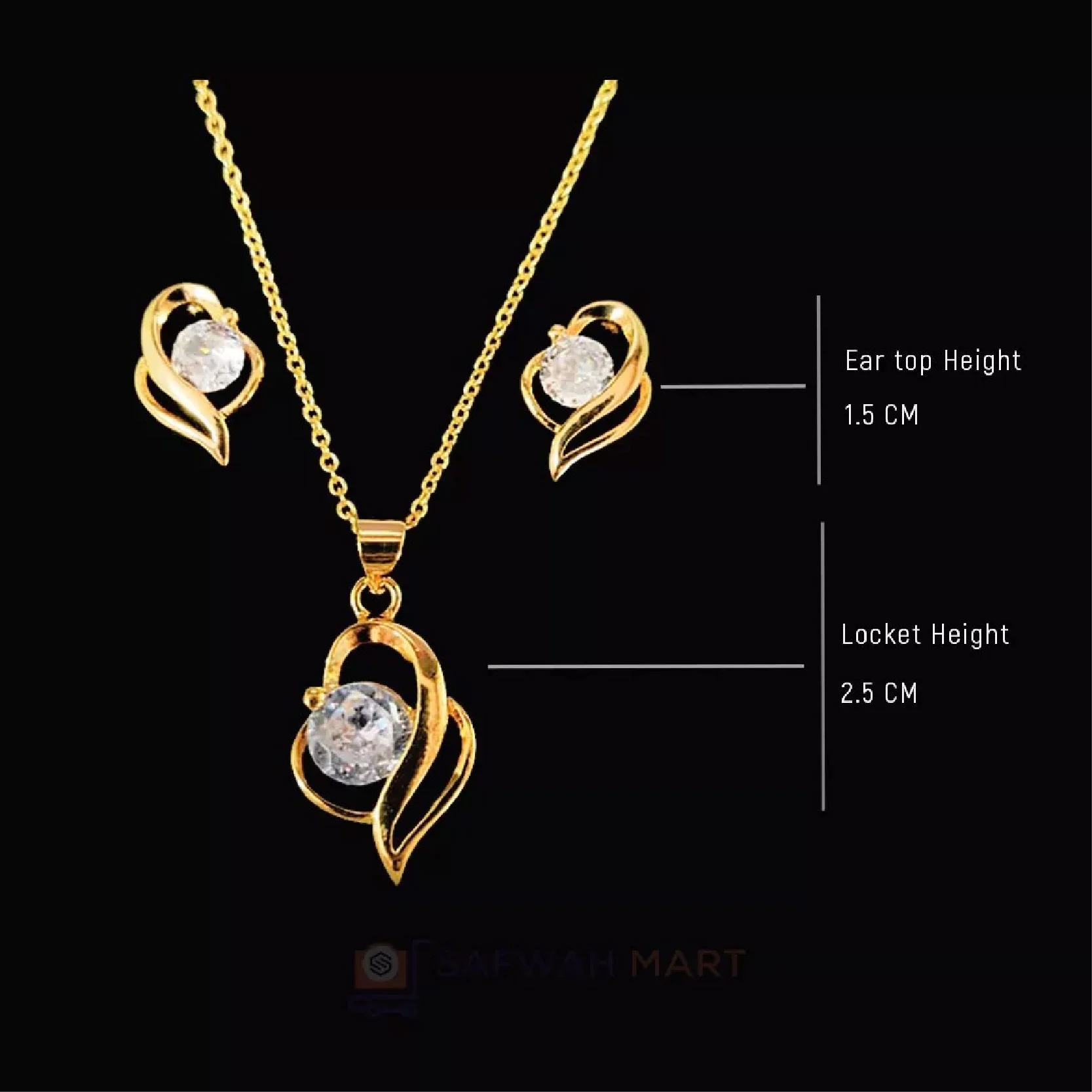 Necklace & Earring Set (Big Golden Spiral Crystal)