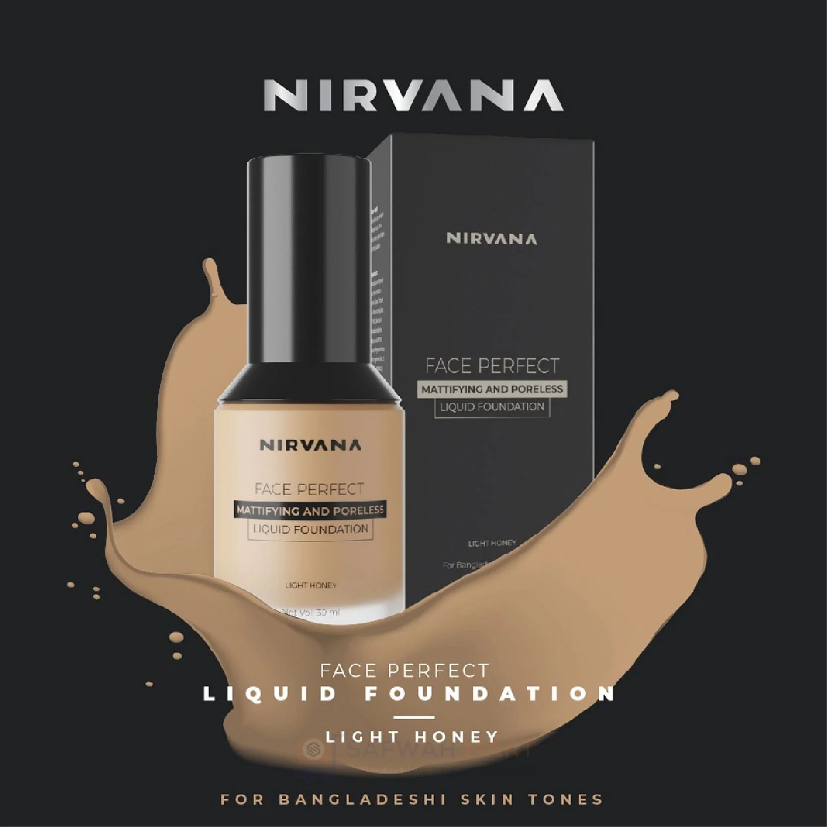 Nirvana Color Face Perfect Liquid Foundation – Light Honey