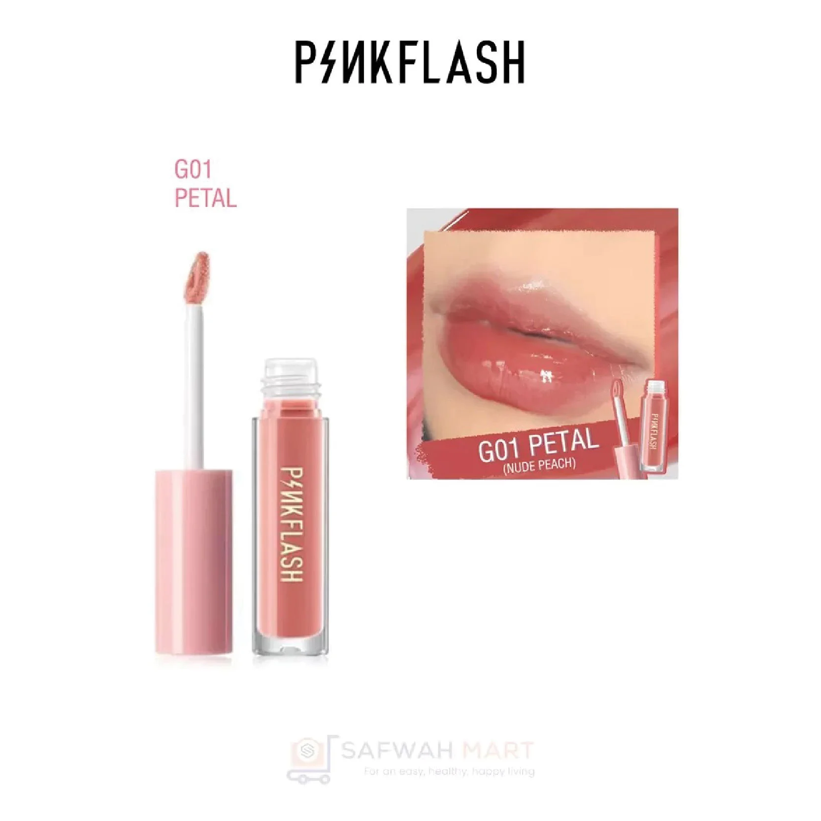 L02-Pink Flash Ever Glossy Moist Lipgloss-G01(Petal)