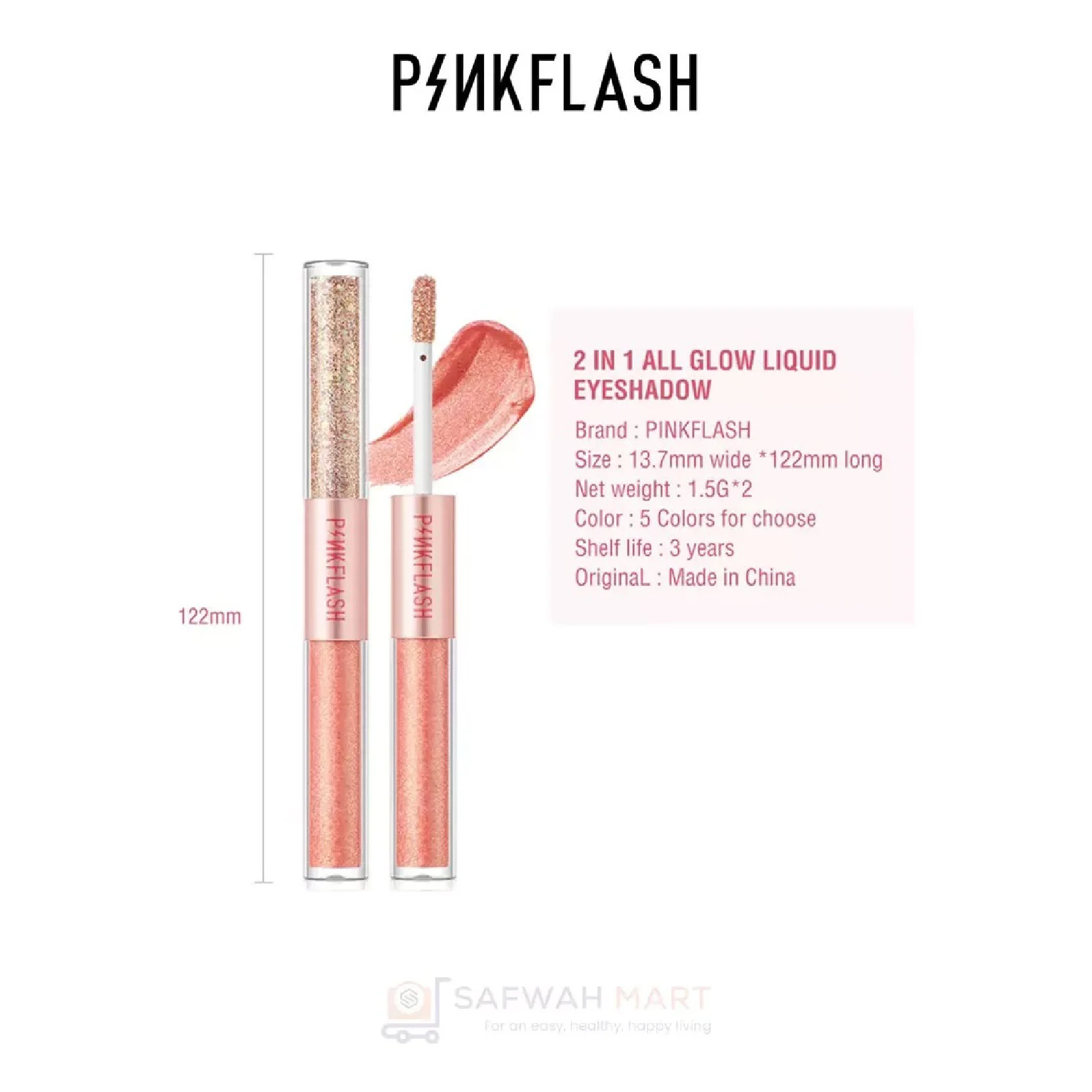 E18 – Pink Flash All Glow Duo Liquid Eyeshadow -03(Golden Diamond)