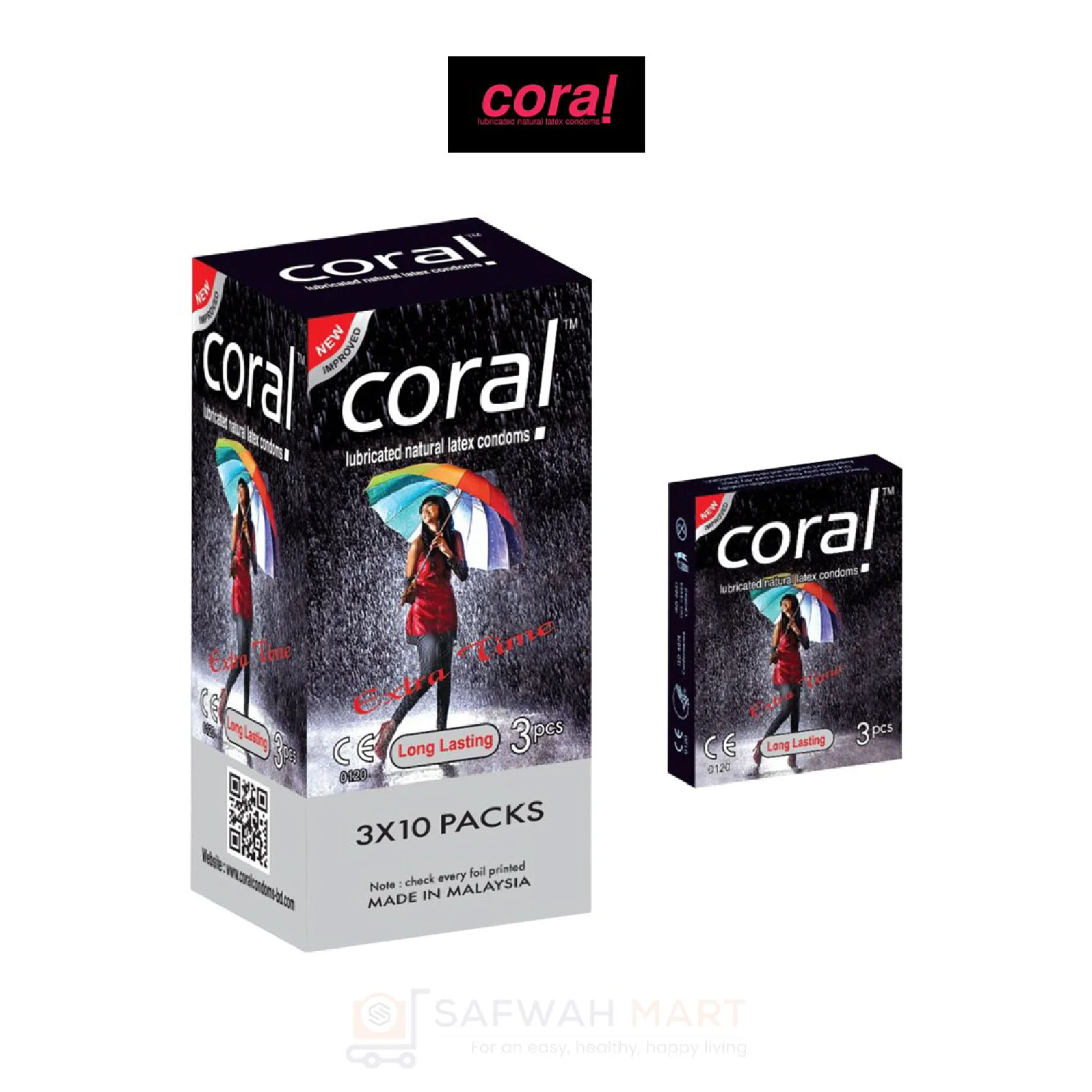 Coral Condom Long Lasting Extra Time(Black) box