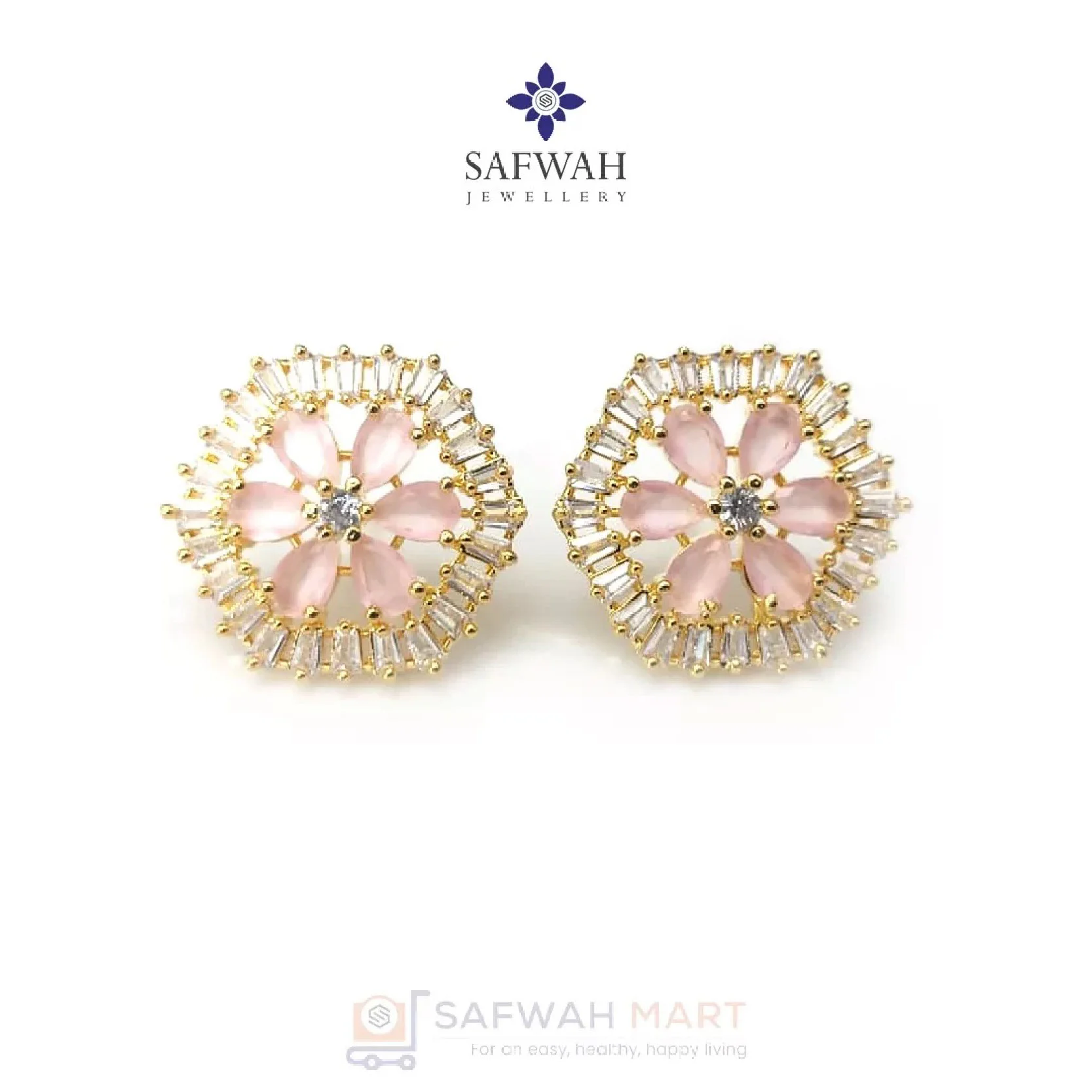 Ear Top Hexagon Flower (Golden Pink)