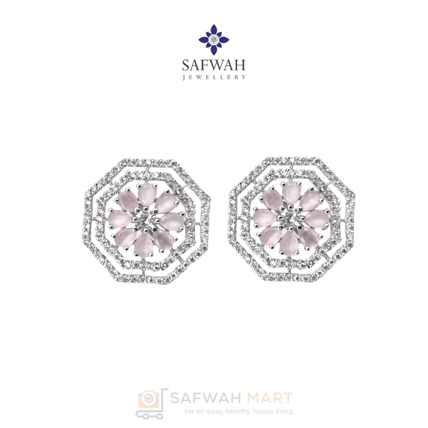 Ear Top Octagon Flower (White Pink)