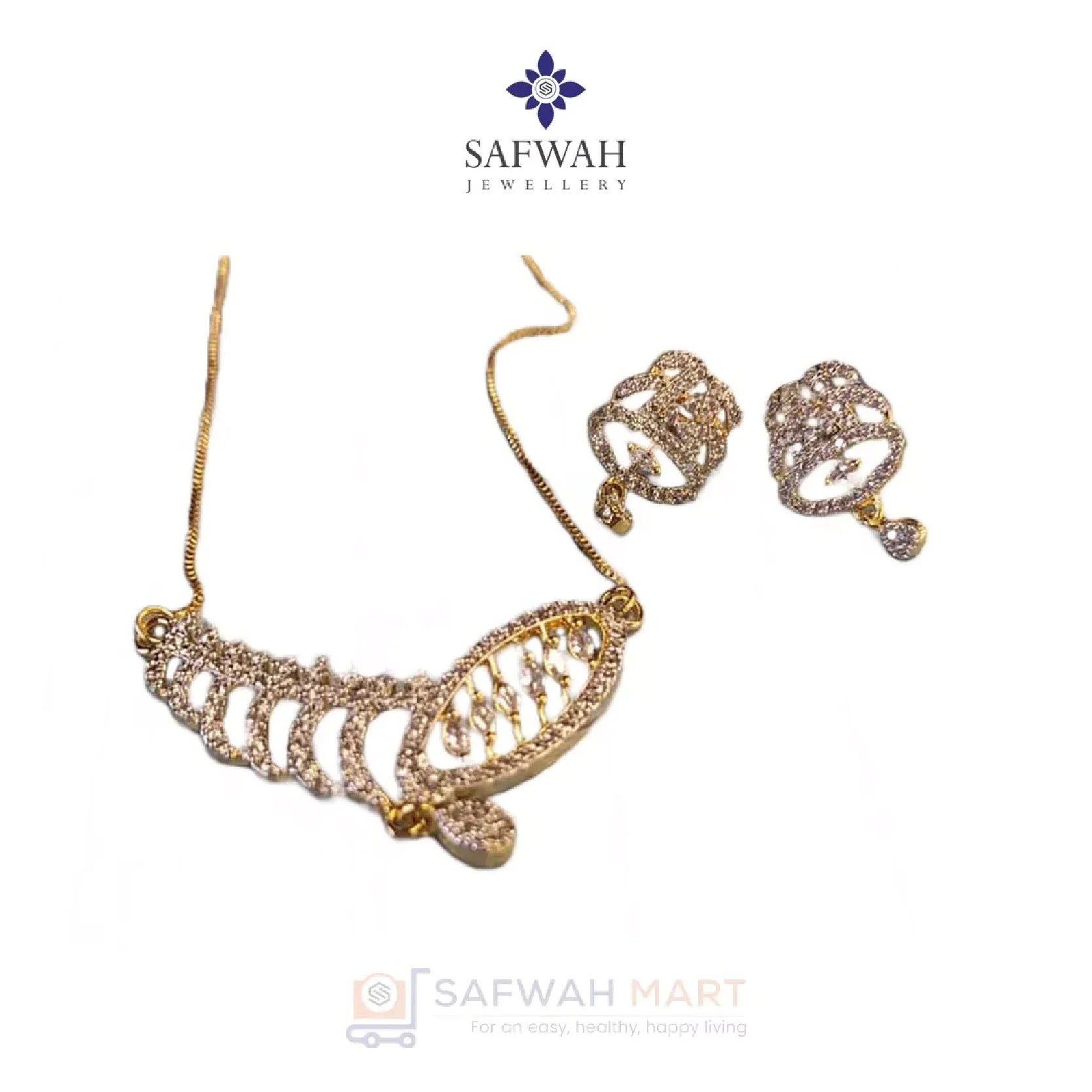 Necklace & Earring Set (Fish Bone Diamond Cut)