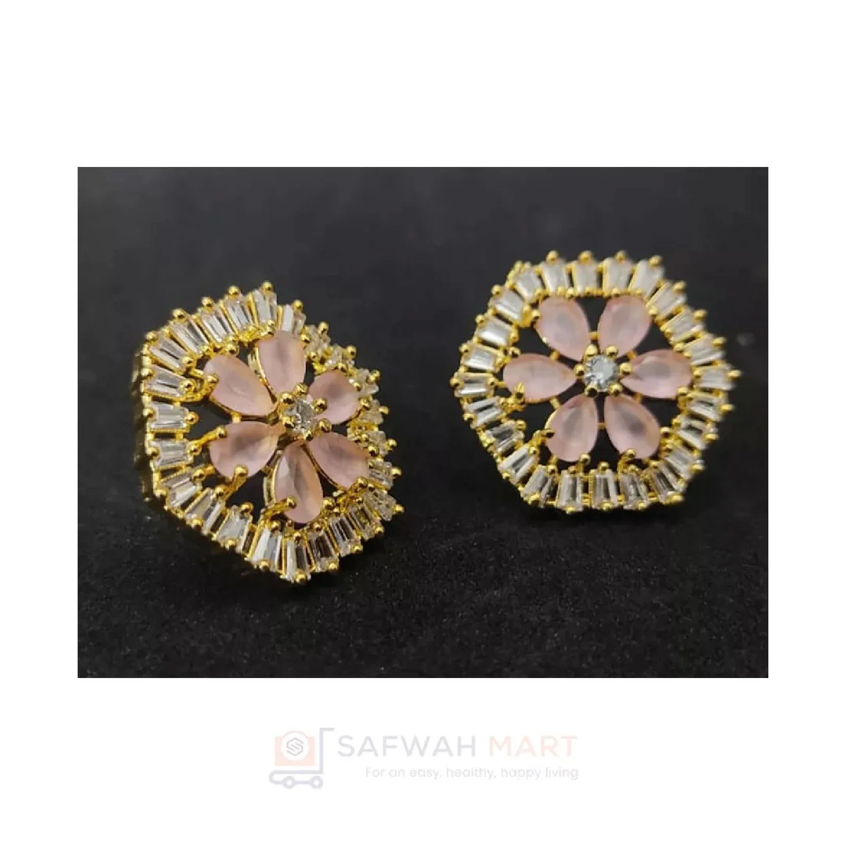 Ear Top Hexagon Flower (Golden Pink)