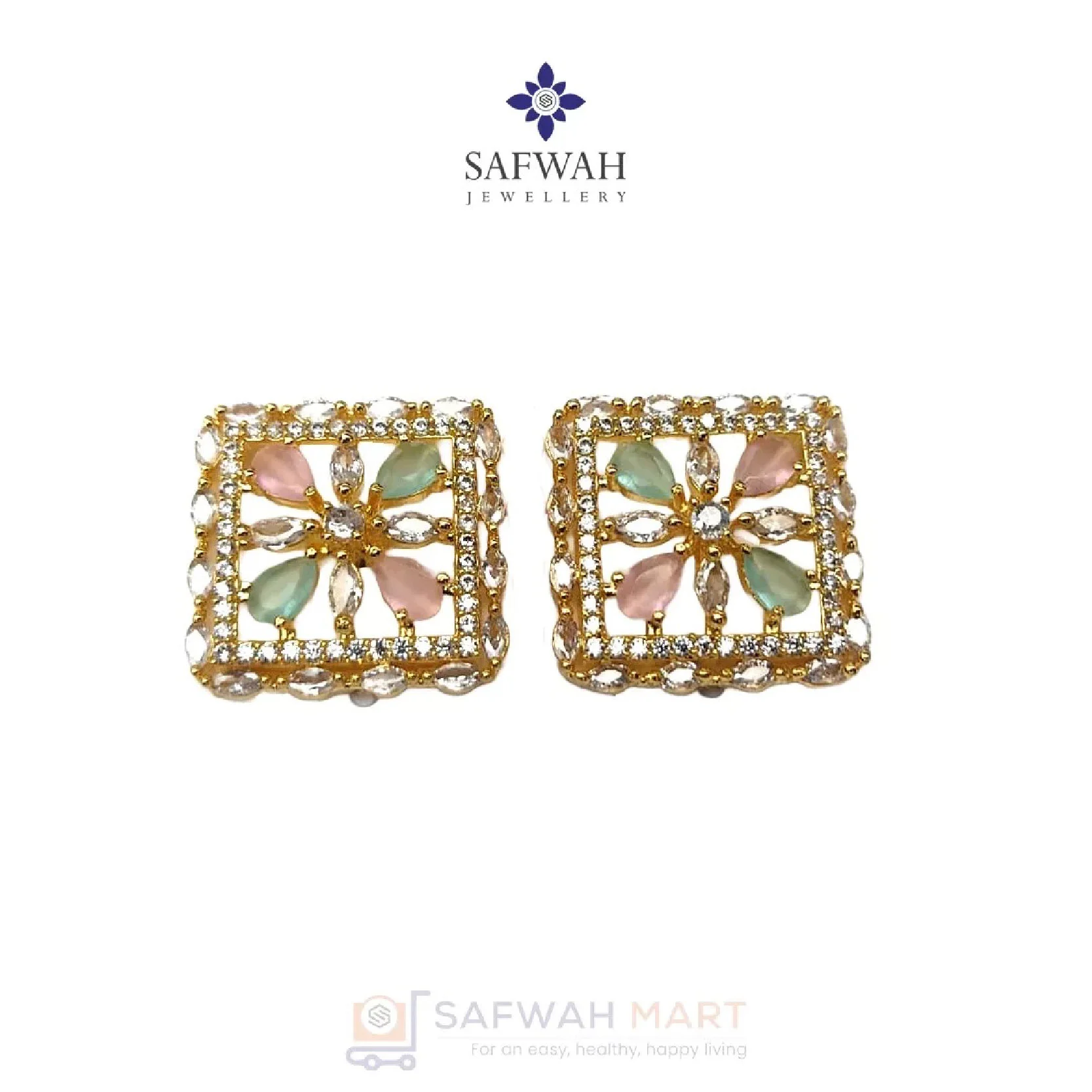 Ear Top Flower in Square (Golden Multi)