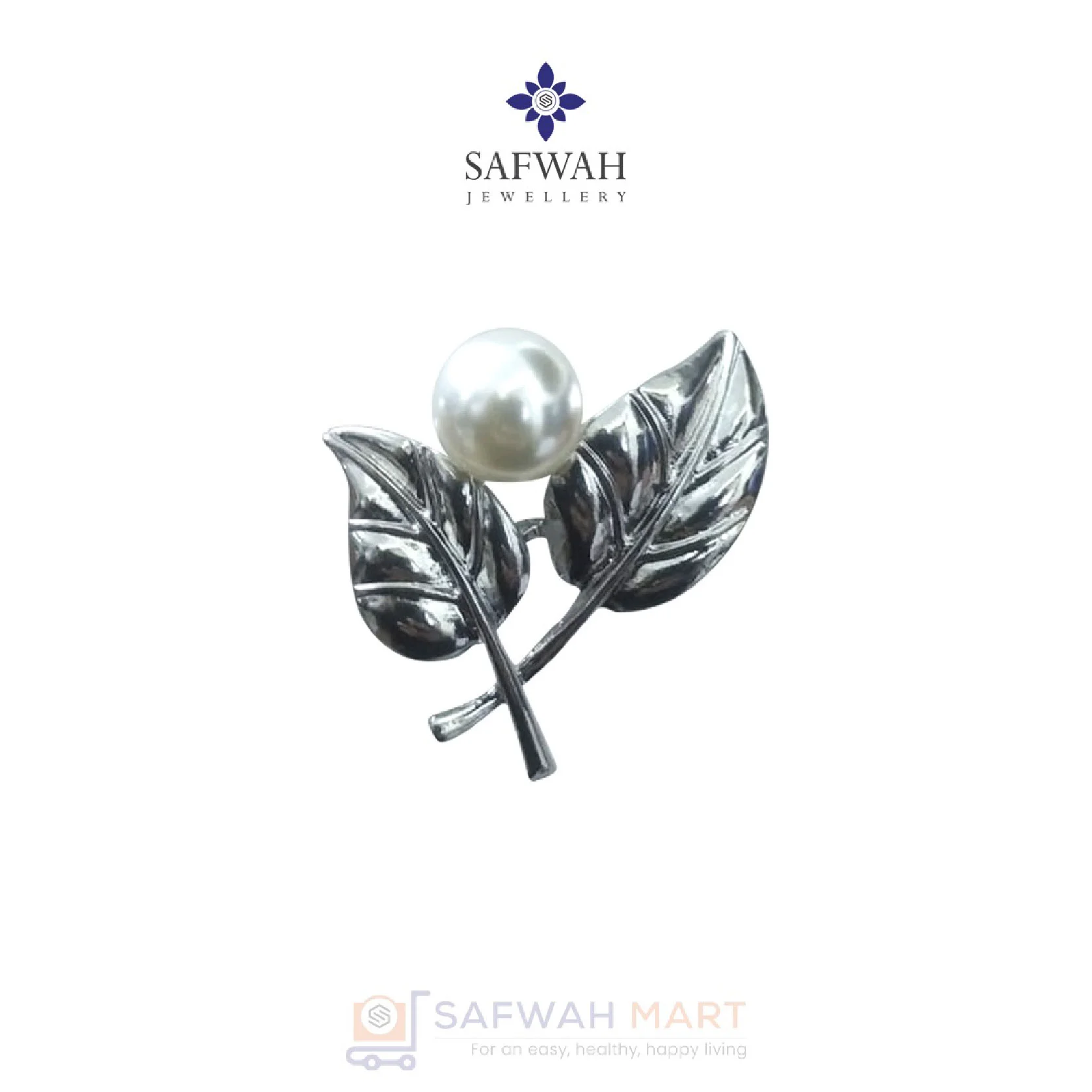 2 Leaf Pearl Brooch