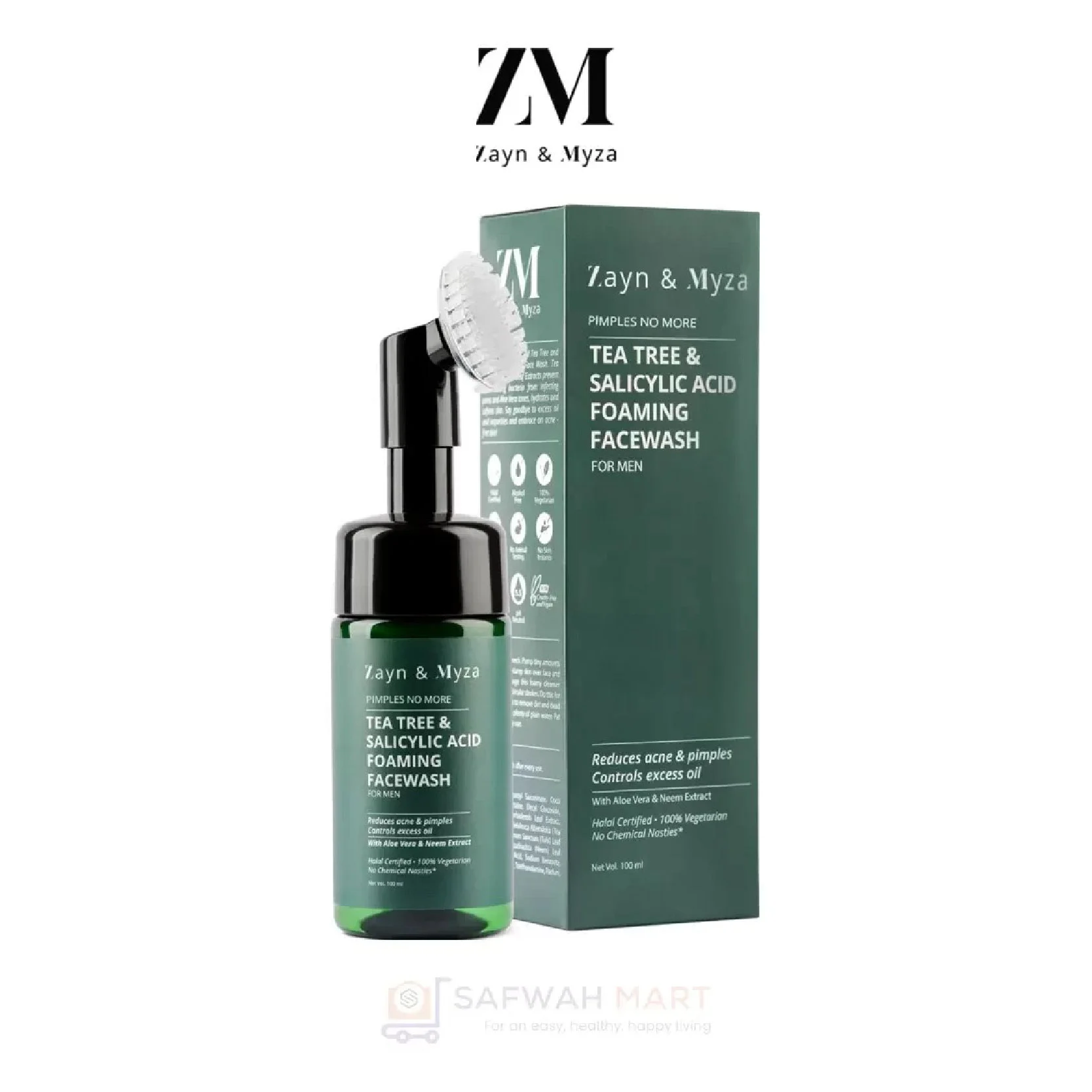 Zayn & Myza Tea Tree & Salicylic Acid Foaming Facewash - For Men